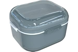 ARGOMAX Denture case, Denture cup for Soaking Dentures, Thorough Cleaning of Dentures, Retainer, Clear Braces (Grey)