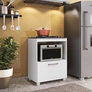 Balcão de Cozinha Moob para Cooktop 4 bocas 1 Porta Branco Fosco