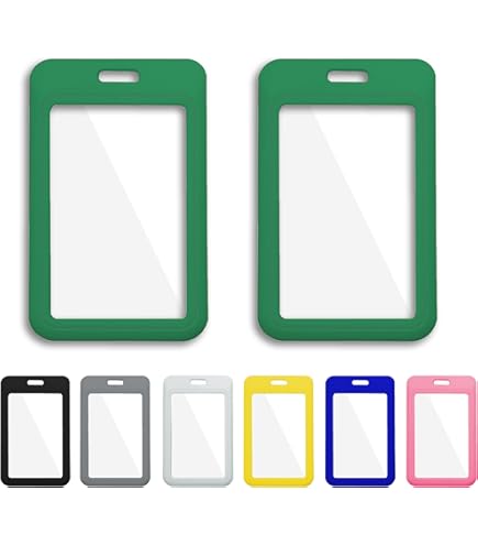 CRASPIRE 6-Pack Sliding Card Holders - Clear Vertical Badge Holders For ID Cards, Licenses & Keys