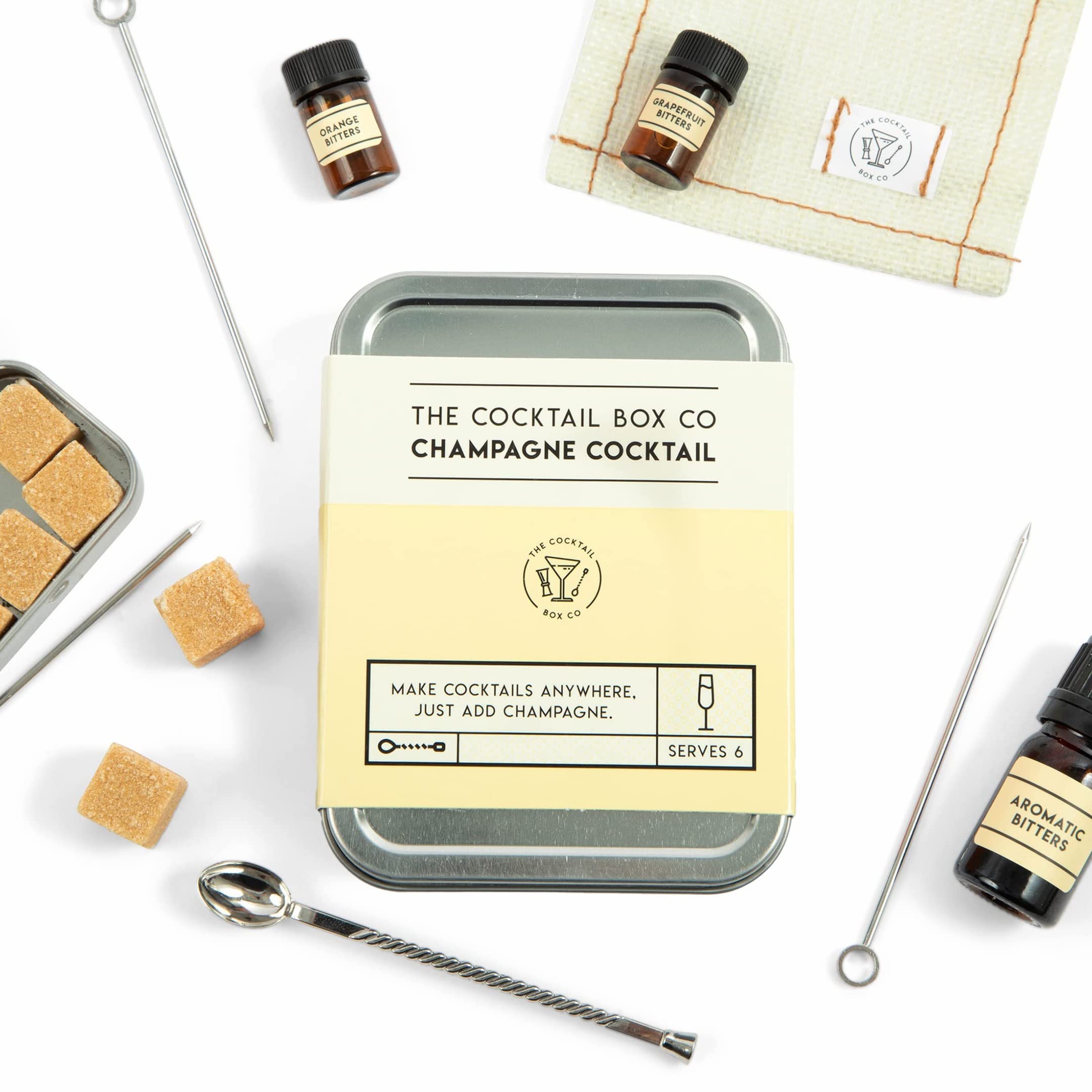 The Champagne Cocktail Kit - The Cocktail Box Co. Premium Cocktail Kits - Make Hand Crafted Cocktails. Great gift for any cocktail lover and makes the perfect travel companion! (1 Kit)