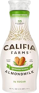 Califia Farms - Unsweetened Almond Milk, 48 Oz, Dairy Free, Vegan, Plant Based, Keto, Vegan, Gluten Free, Non GMO, Sugar Free