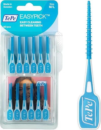 TePe EasyPick Toothpicks Blue ISO M-L 60pcs Dental Plaque Removal Tool