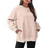 WIHOLL Womens Oversized Sweatshirts Crewneck Long Sleeve Tops Fleece Pullover Fall Fashion Clothes with Pocket