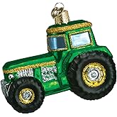 Old World Christmas Tractor Glass Blown Ornament for Christmas Tree, Handcrafted Holiday Decoration, Tools Collection