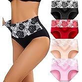 PPBYS Womens High Waisted Tummy Control Underwear C Section Underwear Soft Cotton Panties Full Coverage Briefs
