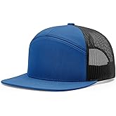 Richardson 168 Hi-Pro 7 Panel Flat Bill Adjustable Snapback Trucker Mesh Back Cap | OSFM | Bulk Pack Available