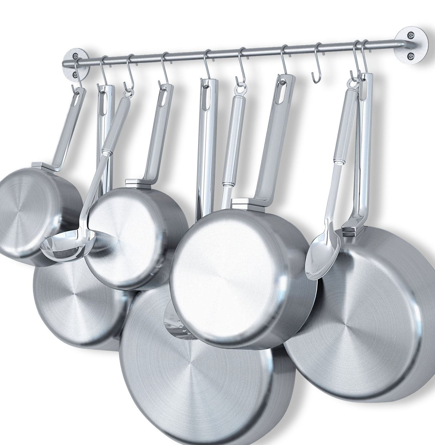 WALLNITURE Gourmet Kitchen Wall Mount Rail Pot Pan Lid Holder Rack and