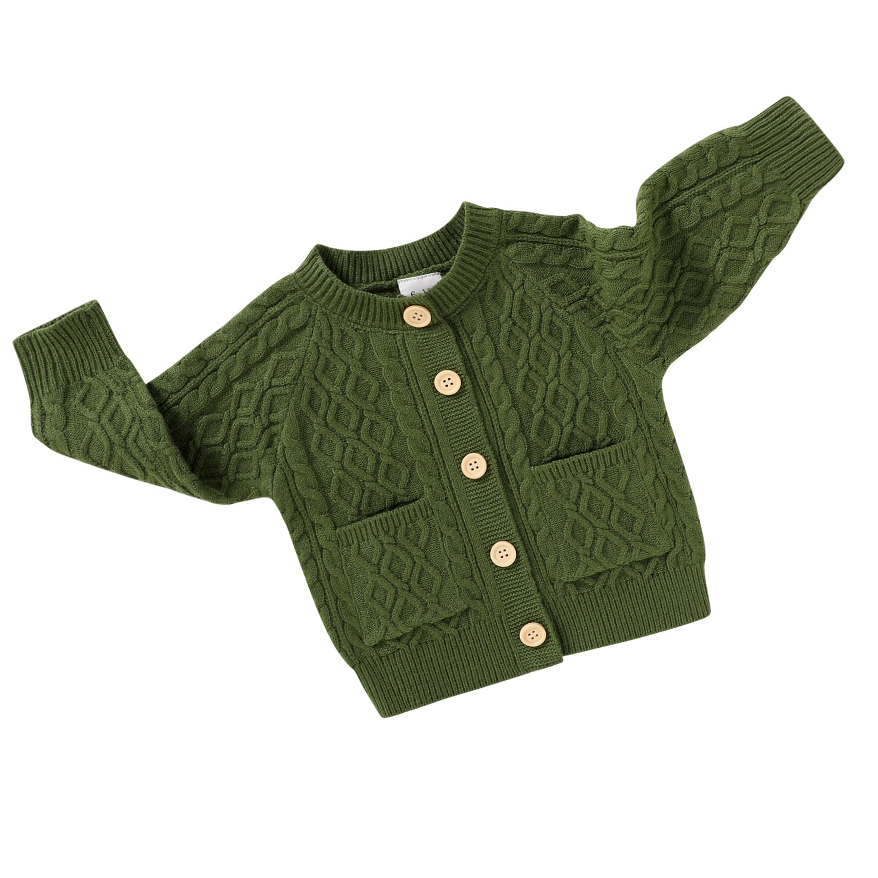 Photo 1 of YOUNGER TREE Toddler Baby Girl Boy Cardigan Long Sleeve Button Knit Sweater Unisex Fall Winter Clothes (Green, 6-12 Months)