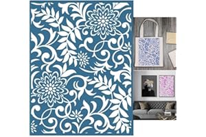 Alinacutle Flower Background Silkscreen Stencil,Reusable Self-Adhesive Silk Screen Printing, for Printing on Wood/Fabric/Paper, Home Decoration, 8.5" x 11"