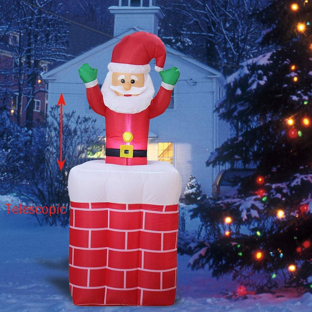 8Ft Inflatable Christmas Santa Claus LED Flying Airplane Gift BlowUp