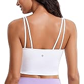 CRZ YOGA Butterluxe-Light Womens V Neck Longline Sports Bra - Spaghetti Straps Workout Crop Top Padded Yoga Cami
