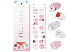 DANNI & TONI Kids Gel Nail Strips Christmas Tree Snowman Reindeer Santa Claus Shimmering Salon-Quality Peel & Stick Manicure for Children (Age 6+)– Safe, Long-Lasting, Easy to Apply | Whimsical Winter