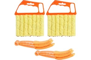 JOCAHULFX 4 Window Venetian Blind Cleaner Duster Tool, Blind Duster for Cleaning, Microfiber 7 Finger Duster Brush Dusting Cleaner Tool for Window Shutters Air Conditioner Vinyl Wood Blinds Cleaner Tool