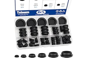Tnisesm 65PCS 6 Sizes Black Rubber Plugs for Round Holes Silicone Plugs, 1" 3/4" 5/8" 1/2" 3/8" 1/4" Round Hole Plug Snap Loc