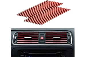 neynavy 20 PCS Car Auto Air Conditioner Vent Outlet Trim Strip, U-Shaped Plating Bright Strip, Auto Interior Moulding Trim Strip Line, Universal Car Air Vent Waterproof Bendable Clip Strip (Red)