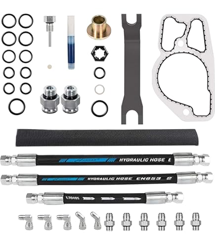 7.3 High Pressure Oil Pump Lizixny High Pressure Oil Pump Hoses Lines & Crossover Fittings Kit, HPOP Hoses Lines Kit Replacement Compatible With 1994-1997 OBS Ford Oil Pressure Line Kit