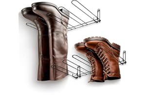 Maplefield Wader & Boot Wall Mount – 4-Pair Stainless Steel Rack, 2-Pack Hangers for Cowboy Boots - Wader Hangers