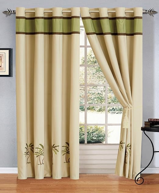 Amazon Com 2 Piece Sage Green Beige Brown Tropical Palm