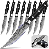 CoquusAid Steak Knives Set of 8, 4.8 Inch Straight Edge Ultra Sharp Durable Meat knives With Rest, High Carbon Stainless Stee