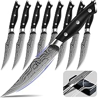 CoquusAid Steak Knives Set of 8, 4.8 Inch Straight Edge Ultra Sharp Durable Meat knives With Rest, High Carbon Stainless Stee