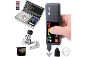 UVER Rechargeable Professional Diamond Tester Pen with UV Light,Rechargeable Diamond Tester Pen＋200g/0.01g Mini Jewelry Scale＋60X Mini LED Magnifying,Professional Diamond for Novice and Expert