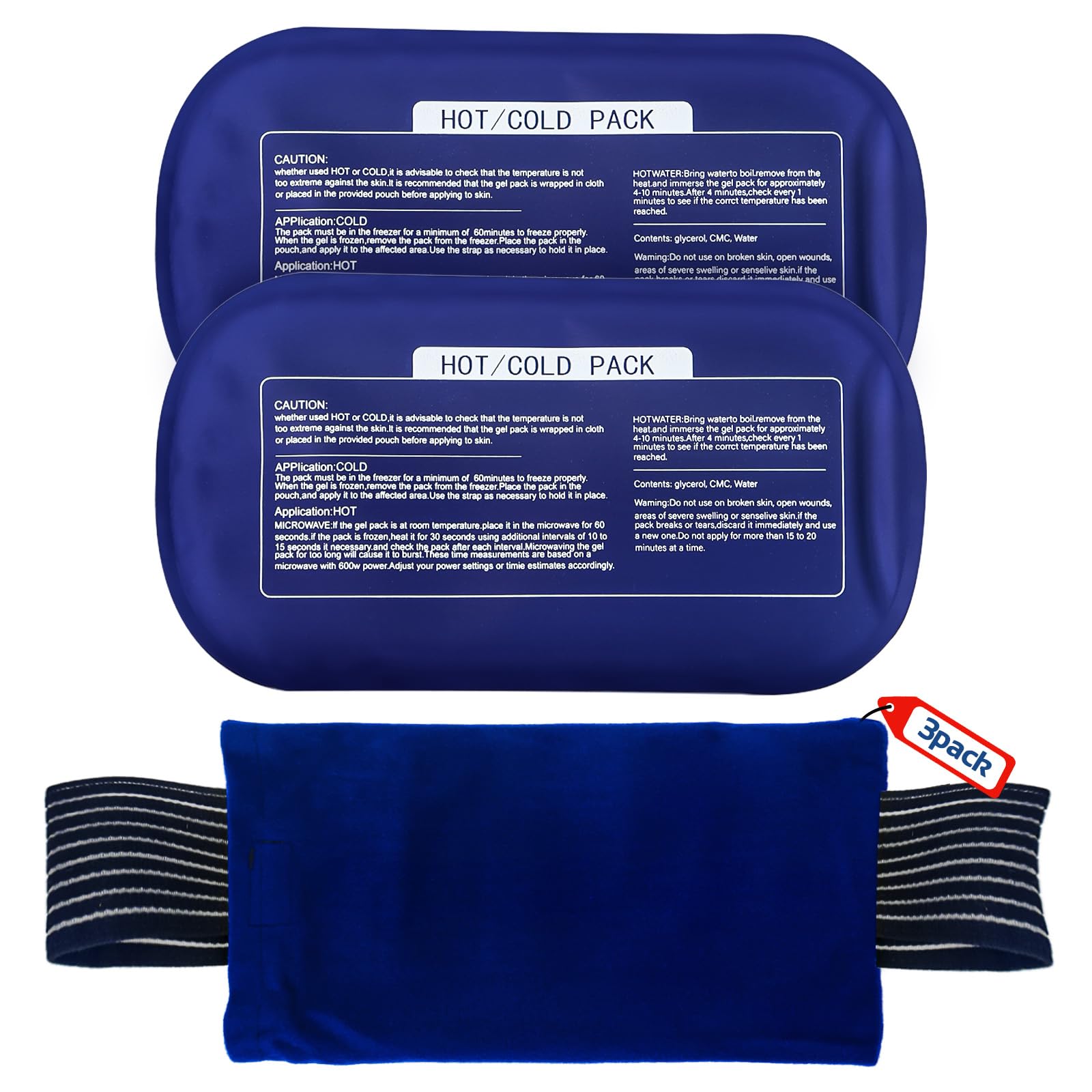 Photo 1 of Ice Packs for Injuries Reusable (3-Piece Set) – Hot and Cold Ice Packs for Knee, Reusable Gel Wraps Support, Adjustable Ice Pack Pain Relief for Shoulders, Back Joints Muscles, Knees, Arms and Legs