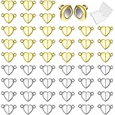 40 PCS Heart Shaped Metal Magnetic Clasps Accessories Gold Silver Color Love Buckle Pendant Necklace for Magnetic Breakaway Clasp for DIY Making Jewelry Accessories