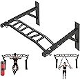 Upgraded-HWOOUSA Pull Up Bar Wall Mounted,Heavy Duty Multi Grip Bar with 14 Grip Positions,Space Saving Home Gym Equipment -Ideal for Garage,Outdoor Strength Training, Chin Up Bar,Supports to 600 Lbs
