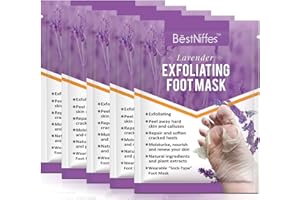 IDUCEN Foot Peel Mask Peach (5 Packs), Deep Moisturizing Exfoliating Socks, Dry Cracked Feet Repair Dead Skin Remover, Soft Baby Feet Peeling Mask (Lavender)