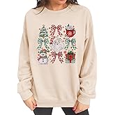 GLIGLITTR Women Christmas Sweatshirt Cute Santa Xmas Tree Long Sleeve Shirt Fall Winter Crewneck Pullover Holiday Top Outfit