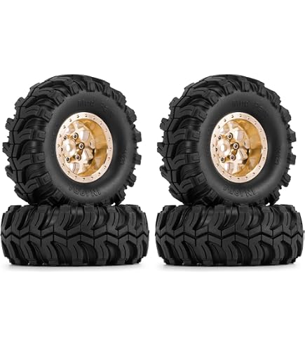 FLYXM 4-Pack 1.0 Mud Tires For 1/18 TRX4-M & 1/24 SCX24 RC Crawlers - Black, Universal Fit For Buggy/Truck