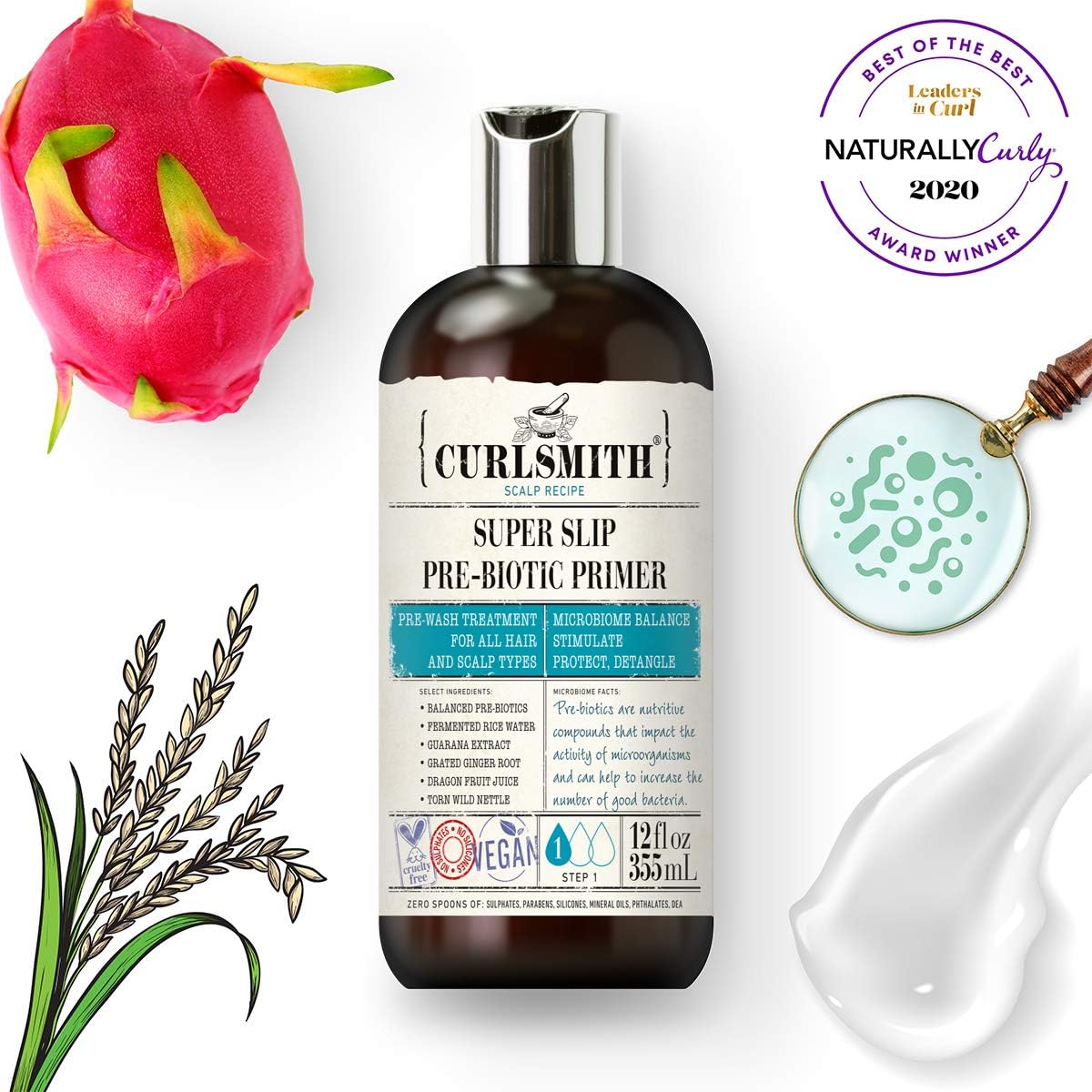 Curlsmith - Super Slip Pre-Wash Primer - Vegan Scalp Stimulating Treatment, Protecting and Moisturising (355ml/12 fl oz) - Image 3