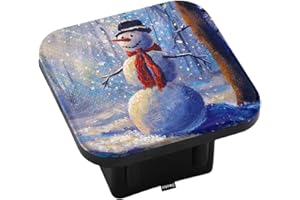 Swono Snowman Tow Hitch Covers Christmas Snowman Sun Rays Winter Forest Sturdy Rubber Hitch Cover 2 Inch Trailer Hitch Cover Plug Cap Insert for Most Trucks Suvs Rvs and Cars
