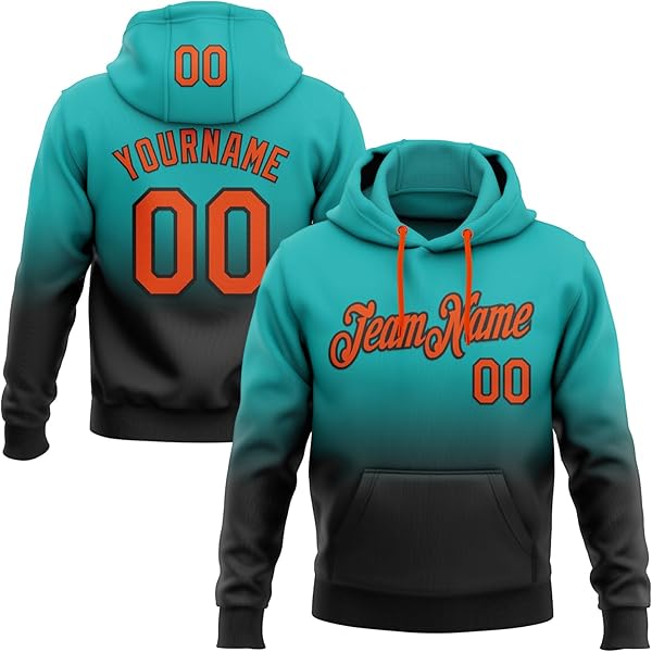 LTOCMKIY Custom Fade Baseball Hoodies For Men Women Youth Pullover Design Your Own Aqua Pink Sweatshirt Gradient Football Hoodies Personalized Team Name Number Logo 6 thumbnail image