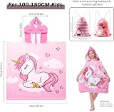 MOKANI Kids Hooded Poncho Towel Pink Unicorn 75x75 cm 6-14 Years view 2