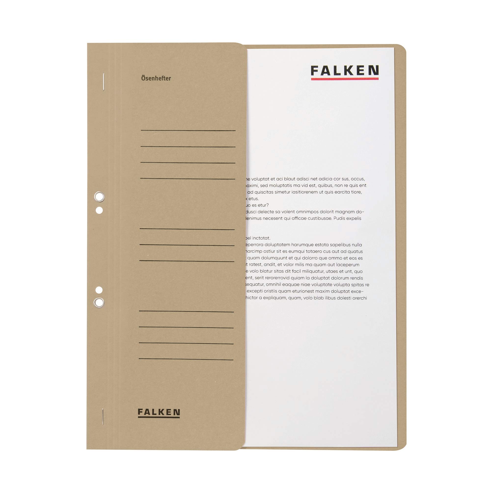 Exacompta - Ref 80000508001F - FALKEN - Eyelet Top-Down Flat Files - A4 (210 x 297mm) in Size, 250gsm Recycled Manilla, Half Cover for Identification - Grey (Pack of 50)