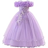 IBTOM CASTLE Flower Girl Sleeveless Sequin Floral Applique Tulle Tulle Long Dress Kids Wedding Formal Pageant Ball Gown
