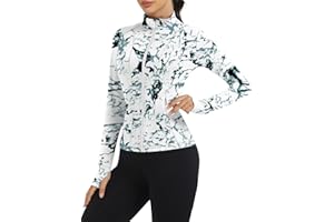 Loovoo Women's Workout Jacket Lightweight Zip Up Athletic Jackets Cropped Slim Fit Running Yoga Tops with Pockets