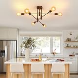 Comely Vintage Sputnik Chandelier 6 Light Bronze E27 Ceiling Lamp Semi Flush view 2