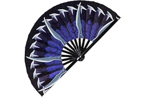 FAN-DOM, Blue Ninja Fan Folding Fan Fluorescent Glow Hand Fans Cosplay Outfit Halloween Weapon Bamboo Fan Cosplay (Ninja Style 1)