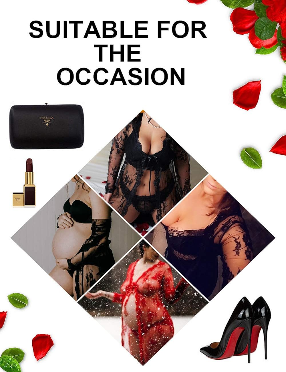 Lingerie for Women Sexy Long Lace Dress Sheer Gown See Through Kimono Robe: Clothing