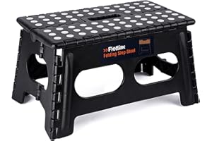 Flottian 9" Folding Step Stool for Adults and Kids 15-Inch Extra Wide Stool Holds Up to 300 lbs,Non-Slip Folding Stools with Handle,Compact Plastic Foldable Step Stool for Bathroom,Kitchen,ect
