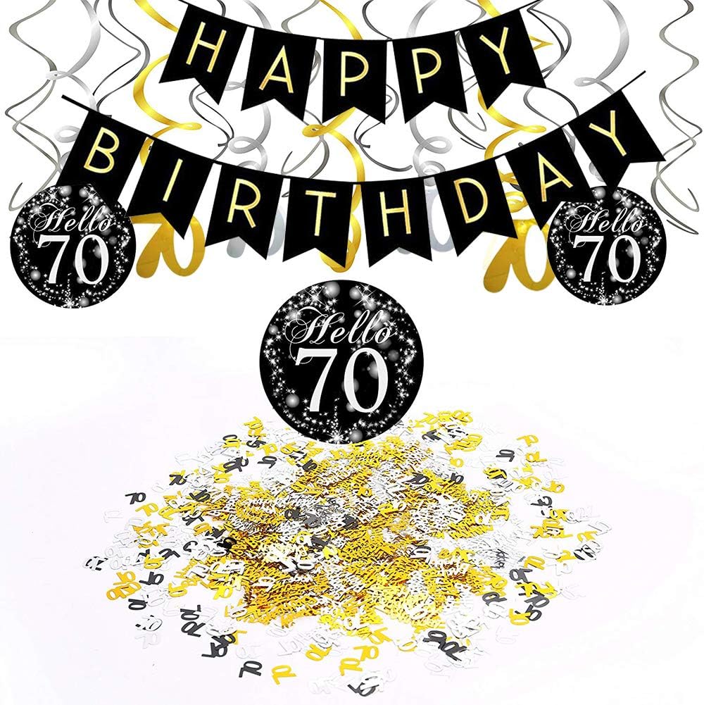70th Birthday Party Decorations, Happy Birthday Banners