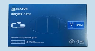 MERCATOR MEDICAL Nitrylex Classic Blue Nitrile Gloves, Powder Free, Size