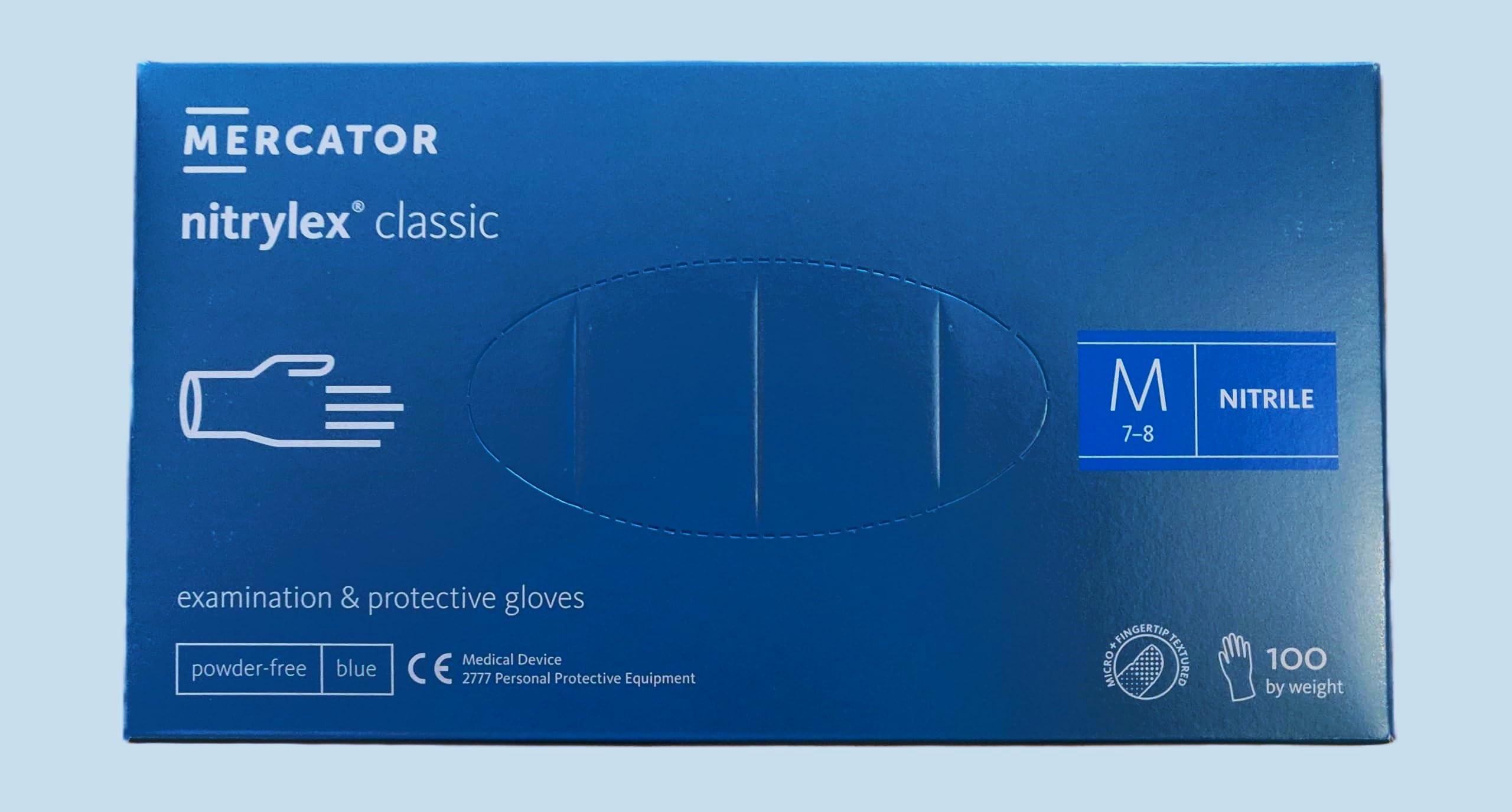 Nitrylex Classic Disposable Nitrile Gloves, Powder Free, 100 Pcs, Blue, Size M