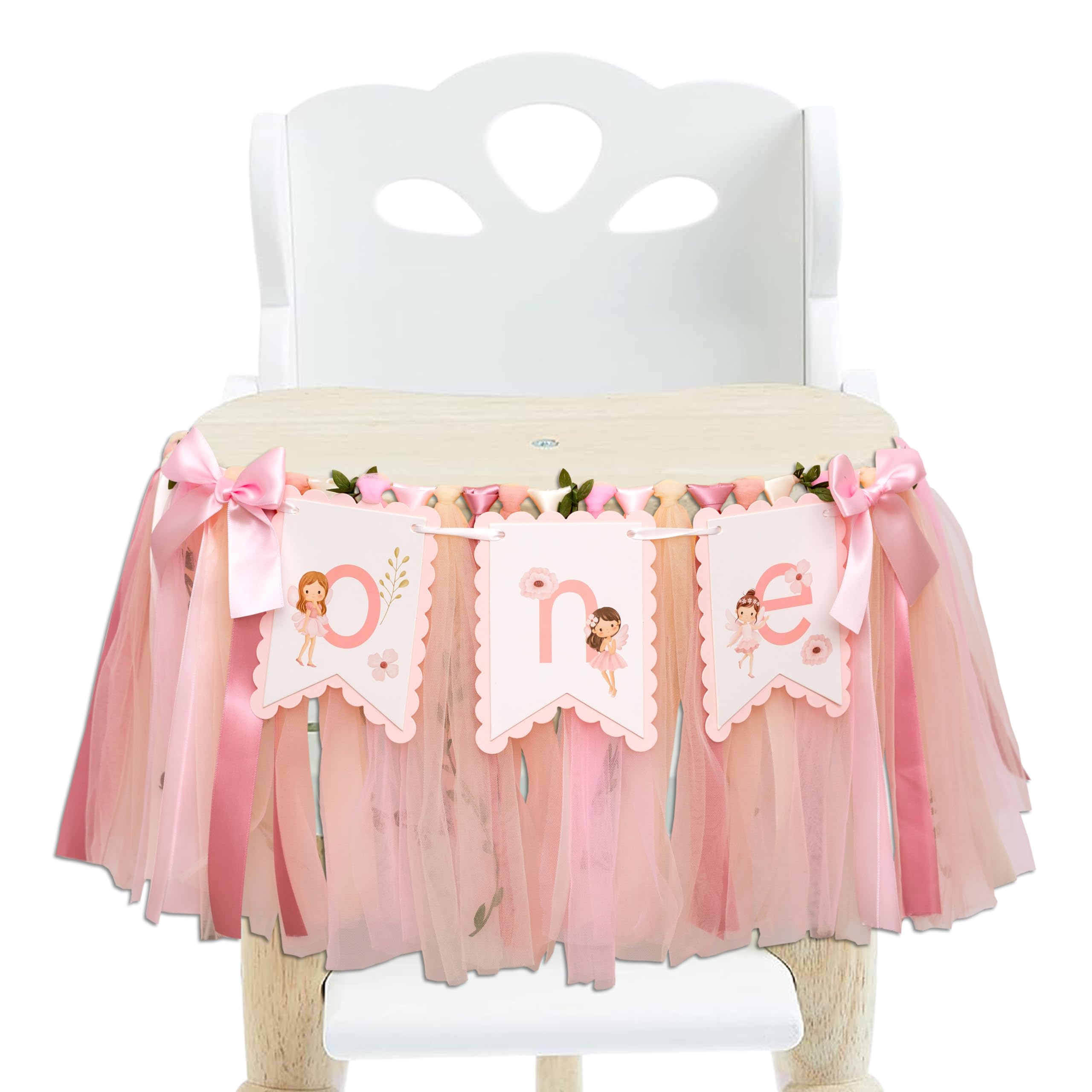 Photo 1 of Flower Fairy High Chair Banner - Wildflower Highchair Banner 1st Birthday, Fairy First Birthday Decor for Party, Cake Smash, Photo Prop