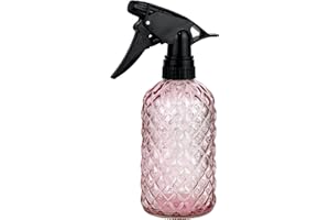 Glass Handheld Spray Bottle - 12oz Refillable Bottle ，Adjustable Nozzle Watering Can for Garden Plants Cleaning Solutions (Pi