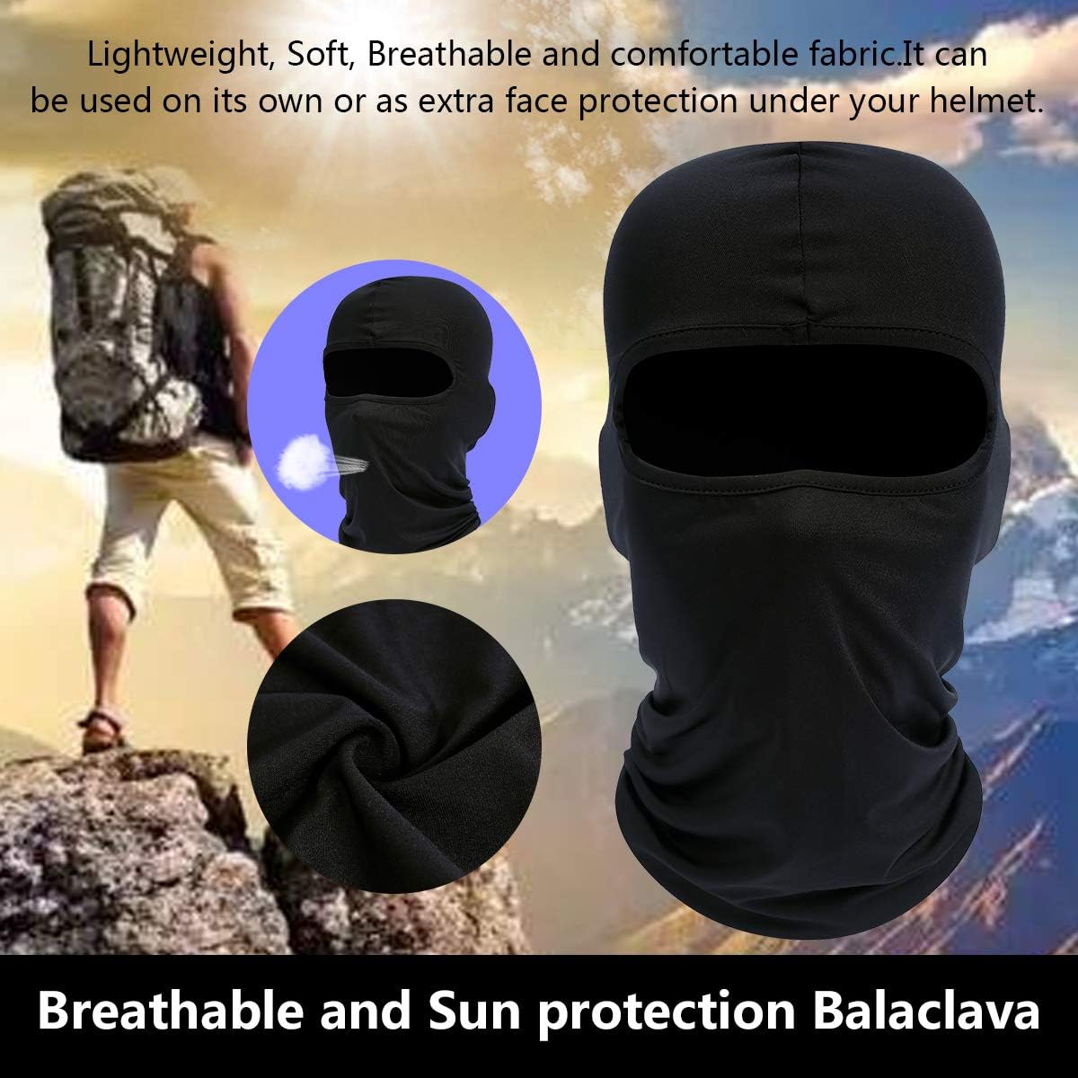 Black Balaclava, Full Face Mask Neck Gaiter, Tactical Scarf Mouth Cover, Summer Cooling UV Protector, Neck Warmer Headband Winter Windproof for Outdoor Sports for Men/Women at  Men’s Clothing store