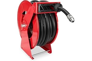 QAUSOU Fuel Hose Reel Diesel Retractable 1 inch x 82ft,Spring Driven Automatic Rewind,300 PSI Industrial Heavy Duty Steel Construction Auto Swivel Reels for Truck Farm Aircraft Ship Vehicle Tank Trailer