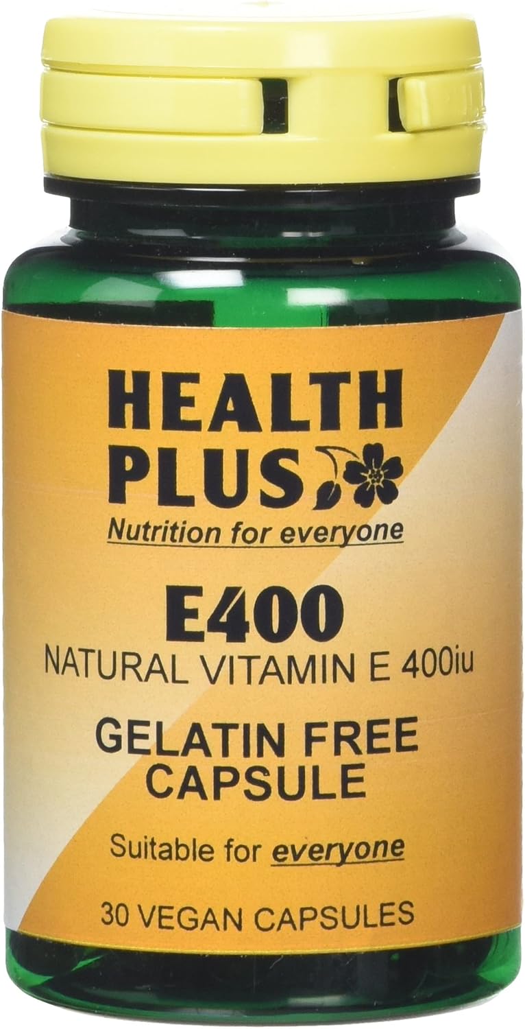 Health Plus E400 Vitamin E Supplement - 30 Gelatin Free Capsules, 30 count (Pack of 1)